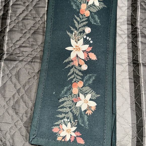 Floral Greenish Reusable Wine Bottle Tote Bag - Picture 3 of 5
